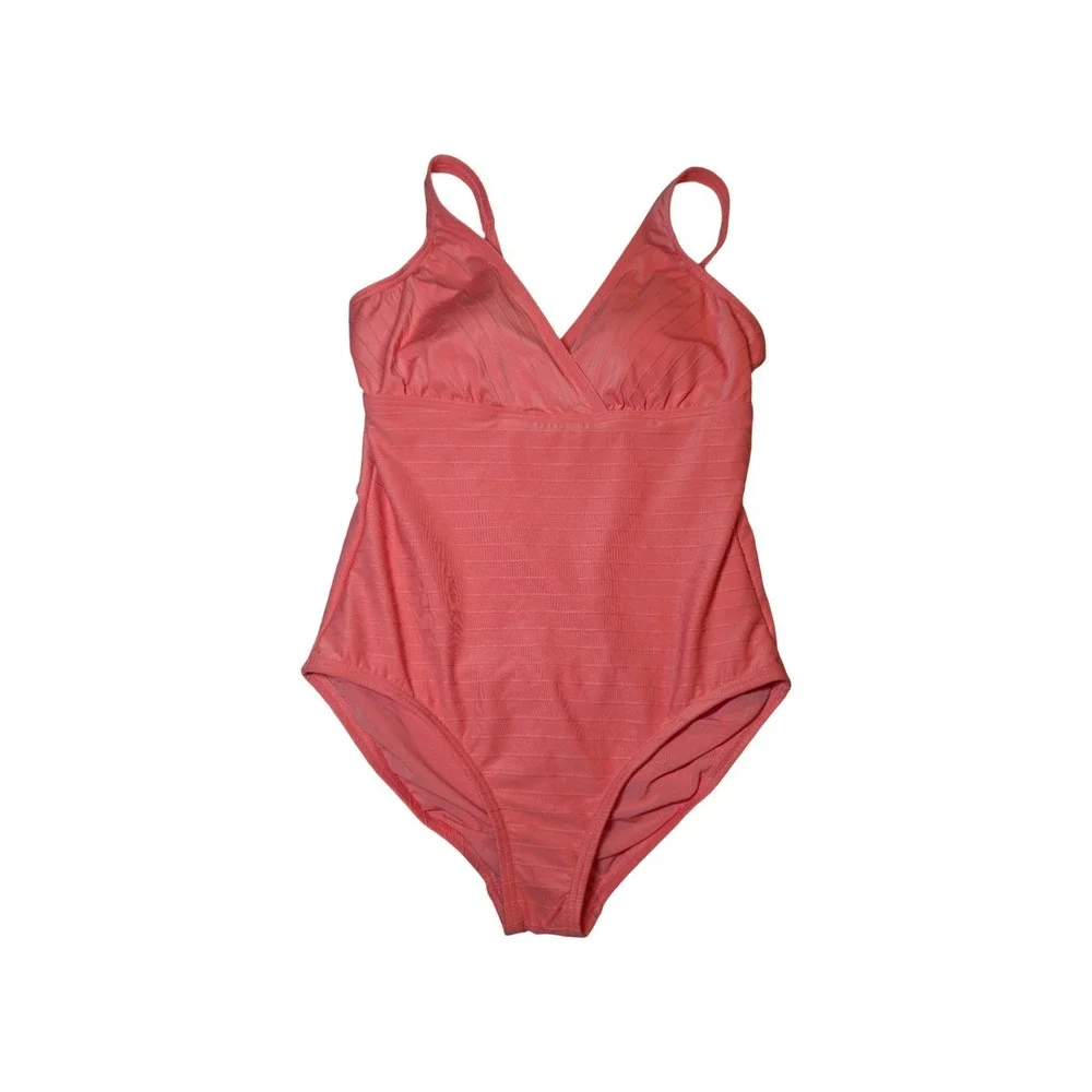 ⭐D9 Lands End Coral Ribbed One Piece Swimsuit Size Large